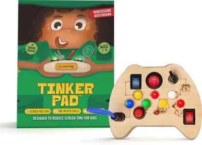 Clapstore Toys Montessori Tinker Pad Busy Board With Led Light & Switch for Kids