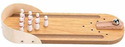 DIGSMORDEN Wooden Mini Desktop Parent-Child Fun Bowling Game Toy Set Sports Bowling Set