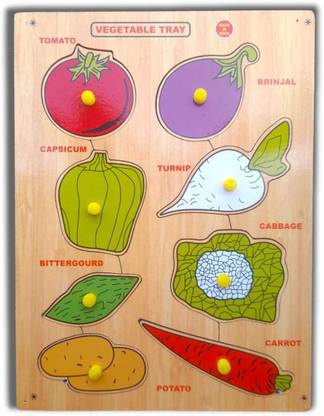 aasiyaenterprises Vegetables Name with Picture puzzle board learning and educational toy for kids