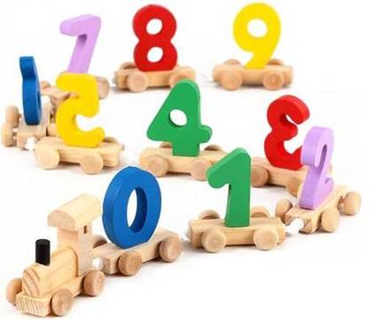 VBN WOODEN Digital Number 0-9 Train Toy Set Wooden | Learning Building Blocks