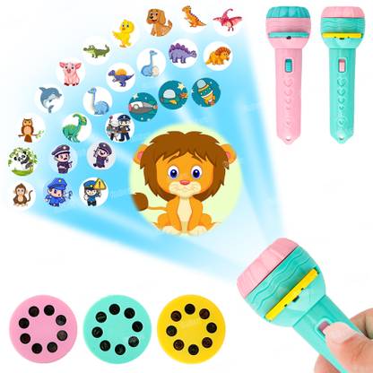 FIDDLERZ Flash Projector for Kids Projection Flashlight 6 Slides 48 Patterns(Pack of 1)