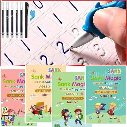 Ziggy Magic Practice Copybook Number Tracing Book (4 BOOK+10 REFILL+ 1 Pen +1 Grip)