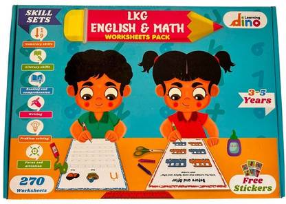 Learningdino LKG Practice Worksheets Combo Pack (English & Math)