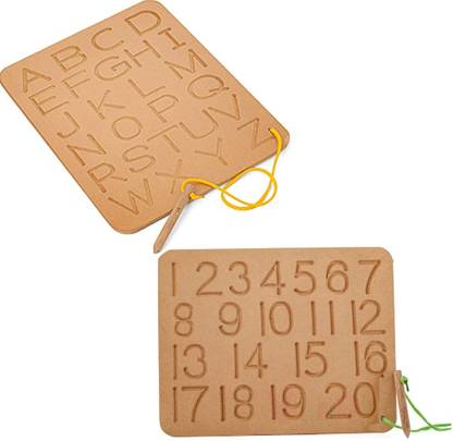 Plus Shine Pack Of 2 Learning Educational Alphabet Number Puzzle Handwriting Tracing Board