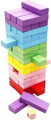 Rainbowstore 54 pcs Wood Tumbling Tower Stacking Toys
