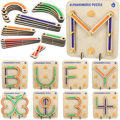 Quasar Wooden Alphabets Construction Toys for Kids 3 4 5 Years 28 Piece Wooden Puzzles Learning Educational Puzzles Board | Best STEM Toy for Preschool Learners Prime Day Deal Sale Wooden Alphabets Construction Toys for Kids 3 4 5 Years