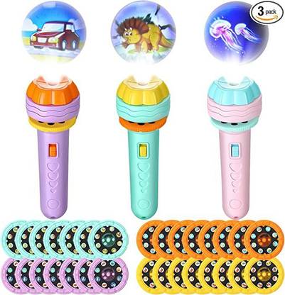 Sitrus 3 Pack Flashlights with Projectors for Kids Flashlight Slide Projector