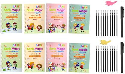NEMAT Sank Magic Practice Copybook,(8BOOK + 20REFILL+ 2pen +2grip) Number Tracing Book