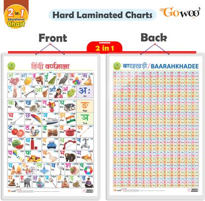 GO WOO 2 IN 1 HINDI VARNMALA AND BAARAHKHADEE Educational chart with Lamination