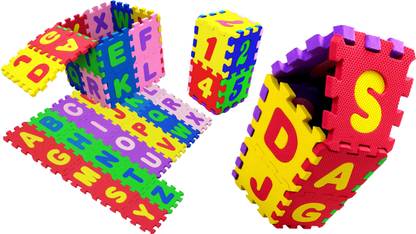 HighRoof 36 Pieces Big Puzzle Foam Mat for Kids, Interlocking Learning Alphabet and Number Mat for Kids