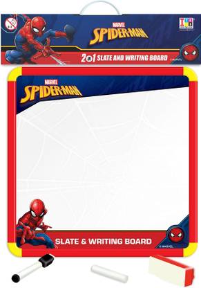 MARVEL Spider-Man 2-in-1 Slate & Writing Board with markers and chalk