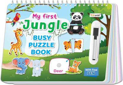 GO WOO My First Jungle Busy Puzzle Book : Montessori book with Hook and Loop