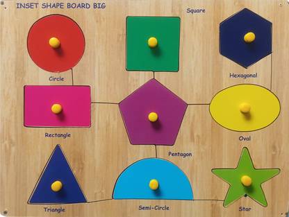 FireFlies Wooden Shapes Puzzle Board with Knob for Kids (Pack of 1 Pc)