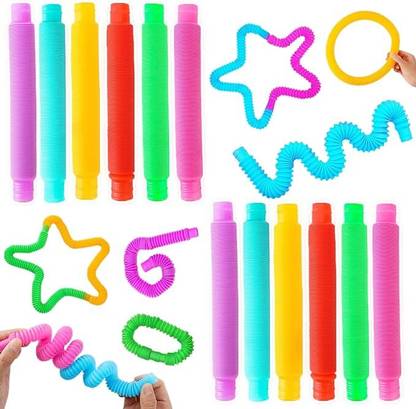 Delrin Pack Of 12 Pop Tube Toy Sensory Fidget Stress Relieve Toys for Kids & Adult