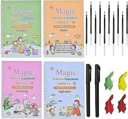 Labhimpex 517-Magic Practice Copy, (4 + 10 Refill+ 2 Pen +2 Grip) Set-273-517-AA-2617-A