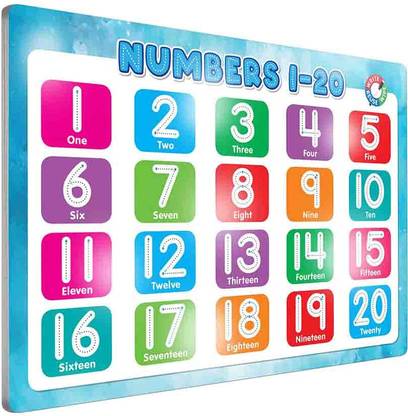 GO WOO NUMBER 1 - 20 UNLIMITED WRITE AND WIPE PRACTICE BOARD WITH FREE PEN | Fun Board