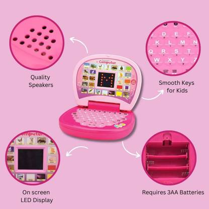 Planet of Toys Educational Mini Laptop Computer for Kids Boys Girls - Learning Alphabet