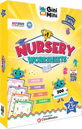 GiniMini 300 Nursery Worksheets (English, Maths, Science, & EVS) for 2, 3 & 4 Years