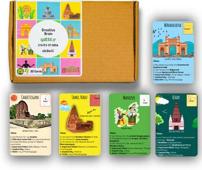 ekdali Educational India State Map Flash Cards for kids ages 8 9 10 and 11 - 32 cards