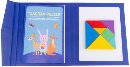 BHVMEY Montessori Puzzle Game – Tangram Wooden Magnetic Book