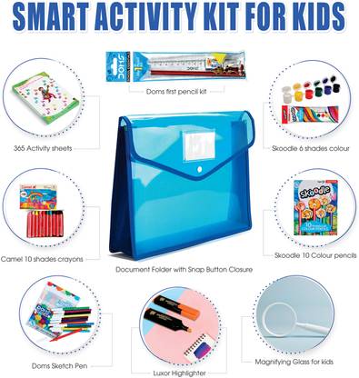 एडिटोन Kids Activity Kit: 365-Page Sheets & Document Folder Bag with Stationery Items