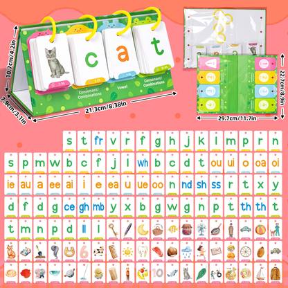 PATPAT CVC Word Builder Flash Cards Sight Words Games for Kindergarten Phonics Learning
