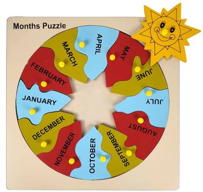 SHALAFI Month's Name Puzzle learn the Names of Months in a year Learning Toys Boards