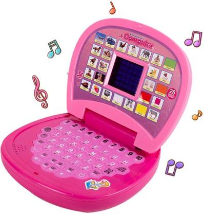 KOBBET Educational Laptop Toy for Kids Battery Operated Toy with Light & Music Effect
