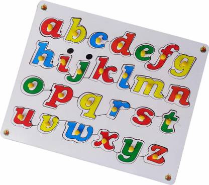 voolex Wooden Alphabet Puzzle Board Wooden Small Letters (ABC) Puzzles -26 pieces