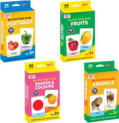 Little Berry My First Flash Card Set of 4- Fruit, Vegetable, Shape, Colour, Animals-144 Cards