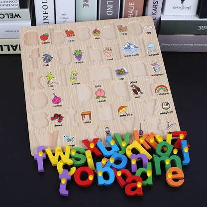 FORSIKHA Wooden 26 Letters Lower Case Alphabet Small ABC Puzzle Board Learning Toys