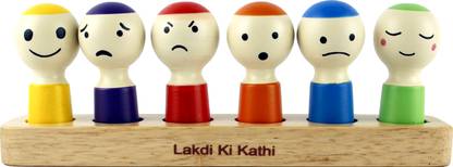 lakdi ki kathi Emotional Peg Dolls with Color Sorting Tray