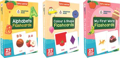 spartan kids Alphabet, My First Word, Colour & Shape Easy Learning For Kids Flash cards