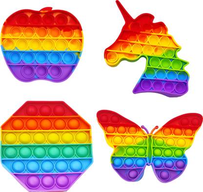 Humaira Pop It Fidget Sensory Toy - Stress Relief Silicone Pressure Reliever (Pack of 4)