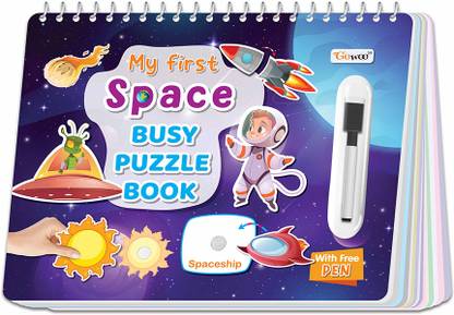 GO WOO My First Space Busy Puzzle Book : Spiral Binding book, Sticker Activity Book