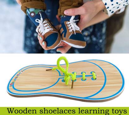 SHALAFI Lacing Shoe Toy Learn to Tie Shoelaces Toy Threading Toy Board Game for Kids