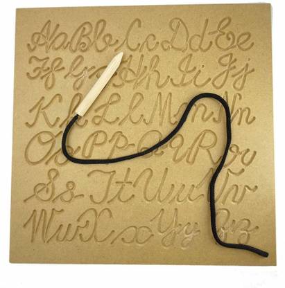 jaraglobal Small Capital Cursive ABCD Alphabet Writing Practice Wooden Tracing Boards - Write and Correct Way for Kids. Learning & Educational Learning Toys for Kids, Learning Games for 2+ Years for Boys & Girls (Brown)