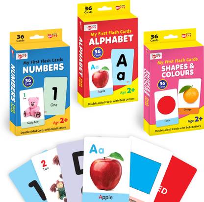 Little Berry My First Flash Cards for Kids (Set of 3): ABC, Number, Shape & Colour - 108 Card
