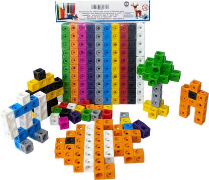 StepsToDo Pack 100 Unifix Cubes in 10 Colours (Multicolour). 2CM Size | 100 Interlocking Counting Cubes | Linking Cubes | Snap Cubes Set of 100 with Activity Booklet
