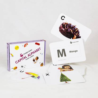 hungry brain CAPITAL ALPHABET, 26 Flash cards for babies Early Learning (3 months to 6 years)