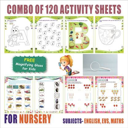 EDITONE Nursery Activity Sheets (120 Pages)|Learning & Creativity|Magnifying For Kids