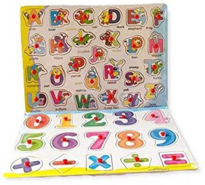 TRU TOYS wooden learning toys Chunky Letters and Numbers Puzzle Toy
