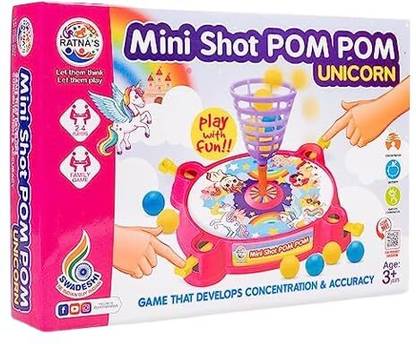 My Genie Box Mini Shot POM POM Mix Unicorn Printed Basket Ball Family Board Action Game