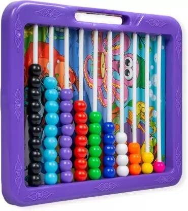 KairaKhushi 2 In 1 Counting Slate with Beads & Black board on the back Purple
