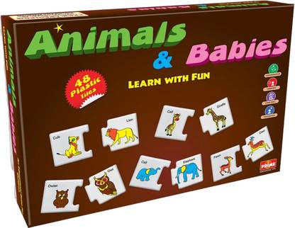 YUIOP - Animal Babies -Educational Game- Learn Baby Names Of Animals -48 Plastic Tiles