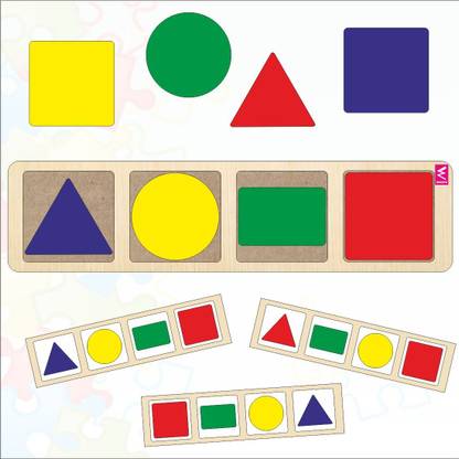 WISSEN Wooden Shapes and Colour Pattern Matching Puzzle