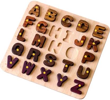 SHALAFI Wooden Alphabets Puzzle Board Learning Toys in Alphabets and Numbers Blocks