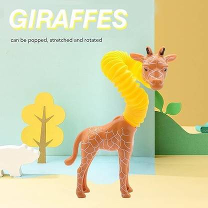 RIYUZONE LED Telescopic Suction Cup Giraffe Toy, Pop Tubes Fidget Toys