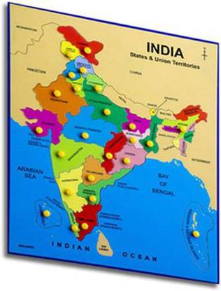 toiphy Bharat Ka Naksha for Kids|Indian Map with Nobs| Map Puzzle Board