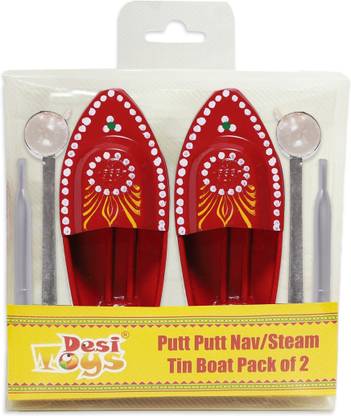 Desi Toys Putt Putt Nav/Tin Steam Toy Boat / Pop Pop Steam Toy Boat Pack of 2
